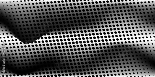 Dotted halftone waves. Abstract liquid shapes, wave effect dotted gradient texture waves isolated vector symbols set. Halftone graphic dots waves. Wave dotted halftone, creative shape abstract