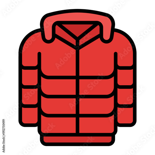 Jacket Filled Line Icon Vector for Hiking and Outdoor Activity, Camping Adventure Gear and Trekking Management Symbol