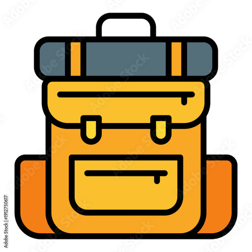 Backpack Filled Line Icon Vector for Hiking and Outdoor Activity, Camping Adventure Gear and Trekking Management Symbol