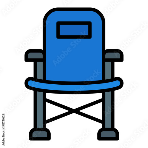 Camping Chair Filled Line Icon Vector for Hiking and Outdoor Activity, Camping Adventure Gear and Trekking Management Symbol