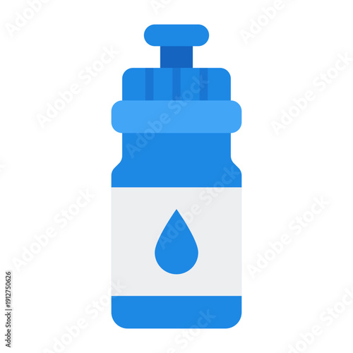 Water Bottle Flat Icon Vector for Hiking and Outdoor Activity, Camping Adventure Gear and Trekking Equipment Symbol