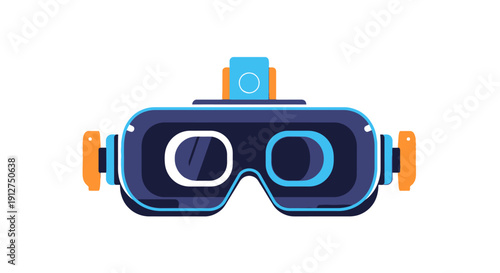 Virtual Reality VR Headset Goggles Flat Illustration. Futuristic vector icon for augmented reality, metaverse, and gaming technology.