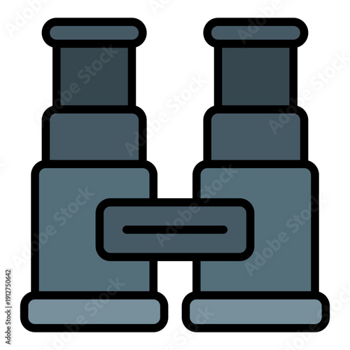 Binoculars Filled Line Icon Vector for Hiking and Outdoor Activity, Camping Adventure Gear and Trekking Management Symbol