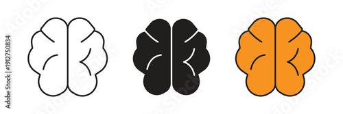 Human Brain Icon Vector. Minimalist human brain lobes icon representing intelligence, psychology, mental health, and cognitive function for branding.