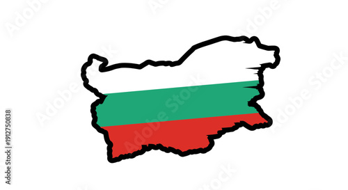 Map of bulgaria with the national flag overlayed on it.