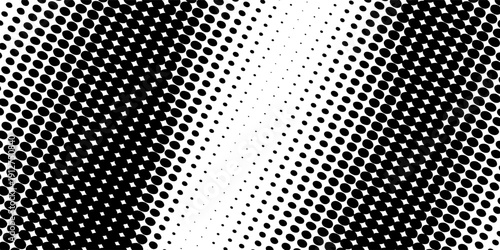 Dotted halftone waves. Abstract liquid shapes, wave effect dotted gradient texture waves isolated vector symbols set. Halftone graphic dots waves. Wave dotted halftone, creative shape abstract