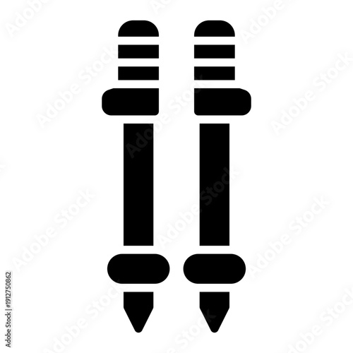 Trekking Pole Glyph Icon Vector for Hiking and Outdoor Activity, Camping Adventure Gear and Trekking Equipment Symbol