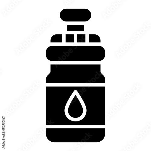 Water Bottle Glyph Icon Vector for Hiking and Outdoor Activity, Camping Adventure Gear and Trekking Equipment Symbol