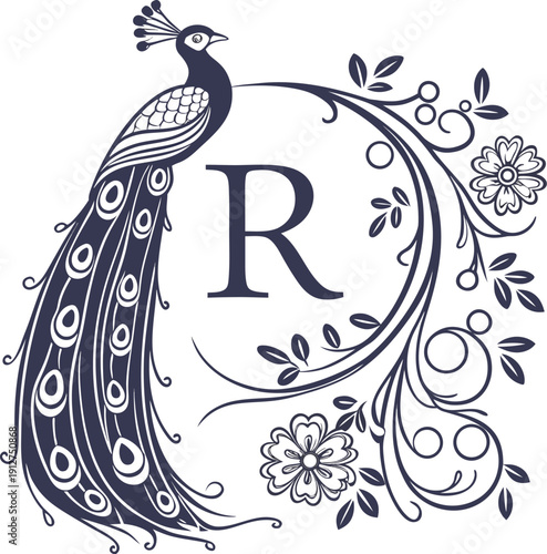 letter-r-typography-illustrated-as-a-peacock--sweet.eps