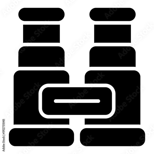 Binoculars Glyph Icon Vector for Hiking and Outdoor Activity, Camping Adventure Gear and Trekking Equipment Symbol
