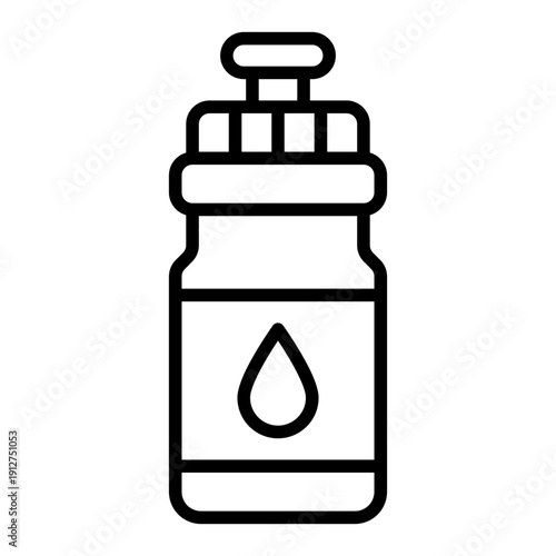Water Bottle Outline Icon Vector for Hiking and Outdoor Activity, Camping Adventure Gear and Trekking Equipment Line Symbol