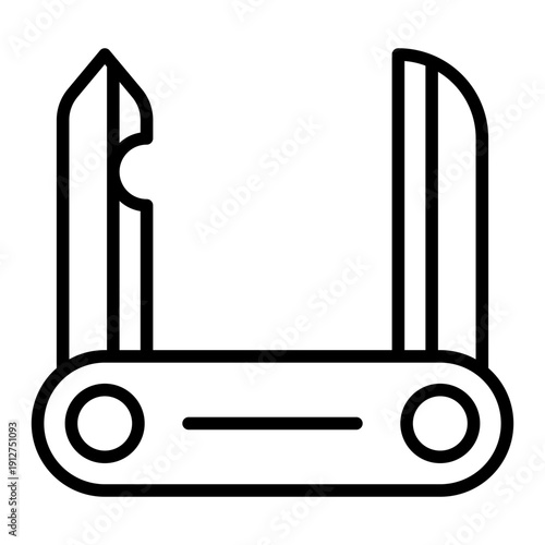 Pocket Knife Outline Icon Vector for Hiking and Outdoor Activity, Camping Adventure Gear and Trekking Equipment Line Symbol