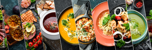 collage of various food products