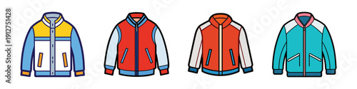 Colorful jackets collection flat design vector illustration