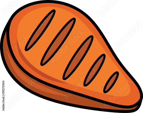 Grilled meat steak icon for restaurant menu and healthy protein beef or BBQ barbecue branding