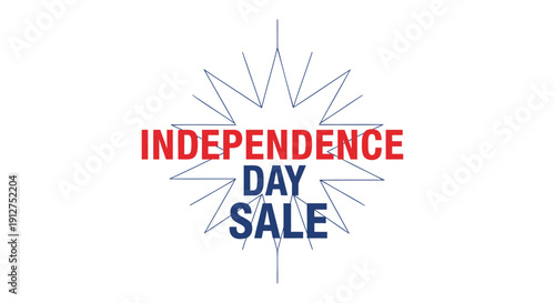Vector Independence Day Sale sign with starburst design on transparent background