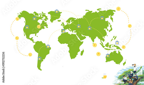 Modern workspace growth and corporate expansion, interior of a spacious global company office with ergonomic furniture.