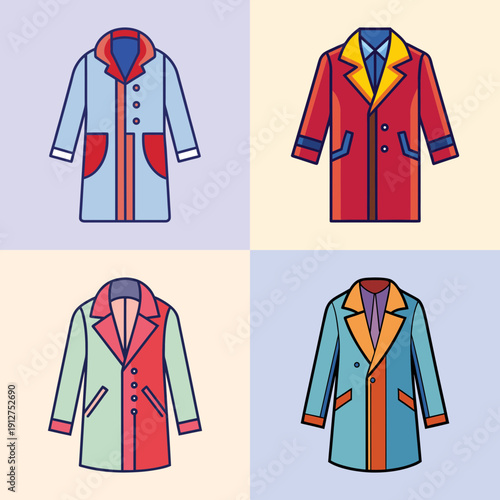Coat Collection Flat Design Vector Illustration
