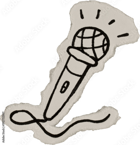 Wallpaper Mural Black And White Vintage Ripped Paper Microphone Doodle Torontodigital.ca