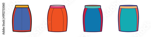 Colorful pencil skirts vector illustration flat design