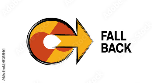 Daylight Saving Time (DST) Fall Back Icon. Grunge Arrow Graphic for Clock Reset and Seasonal Time Change Announcement.