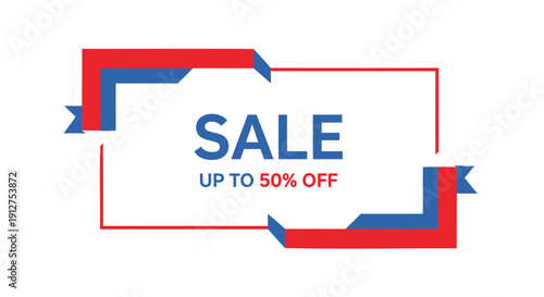 Vector sale banner with up to 50 percent off discount isolated on transparent background