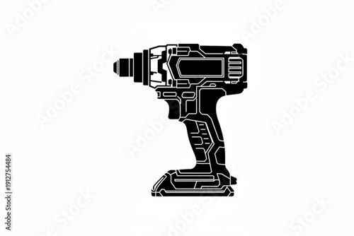Power Tool Blueprint: A meticulous blueprint of a cordless power drill, representing a modern technological innovation. Perfect for illustrating design, construction, and engineering concepts.