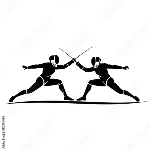  Fencing competition silhouette illustrator vector with white background 