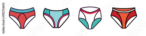 Colorful Women's Underwear Set Flat Design vector illustration