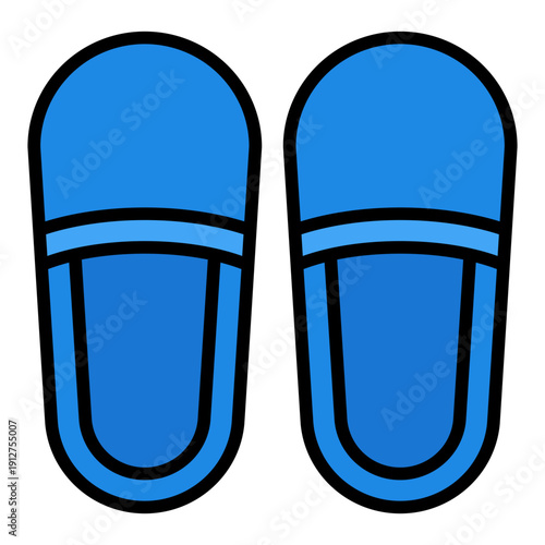 Slippers Filled Line Icon Vector for Hotel Service and Hospitality, Accommodation Facilities and Guest Amenities Symbol