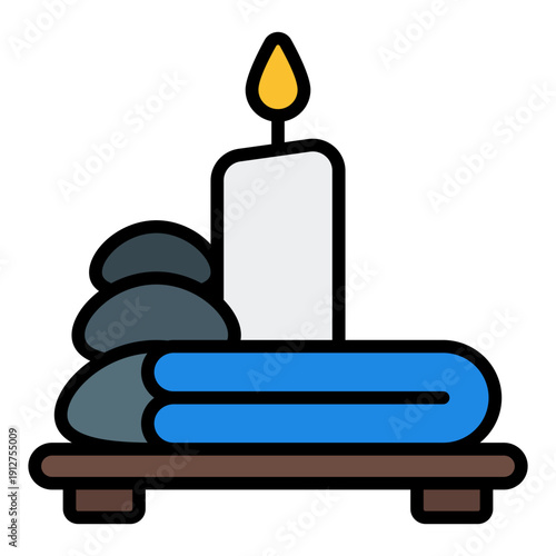 Spa Filled Line Icon Vector for Hotel Service and Hospitality, Accommodation Facilities and Guest Amenities Symbol