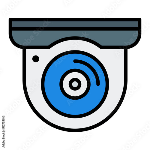 Security Camera Filled Line Icon Vector for Hotel Service and Hospitality, Accommodation Facilities and Guest Amenities Symbol
