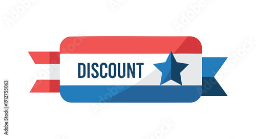Free Download Vector discount banner with red, white, and blue colors and a star, isolated on transparent background - GFXLoad