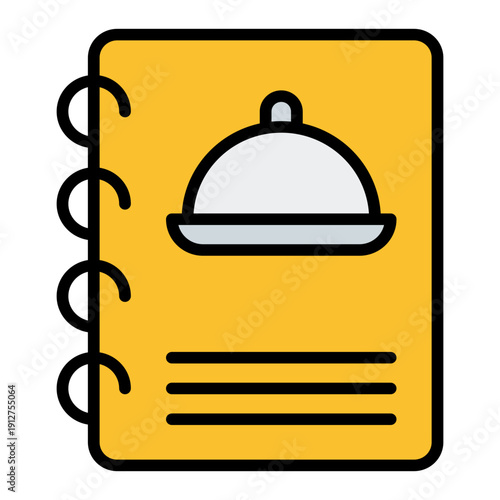 Menu Filled Line Icon Vector for Hotel Service and Hospitality, Accommodation Facilities and Guest Amenities Symbol