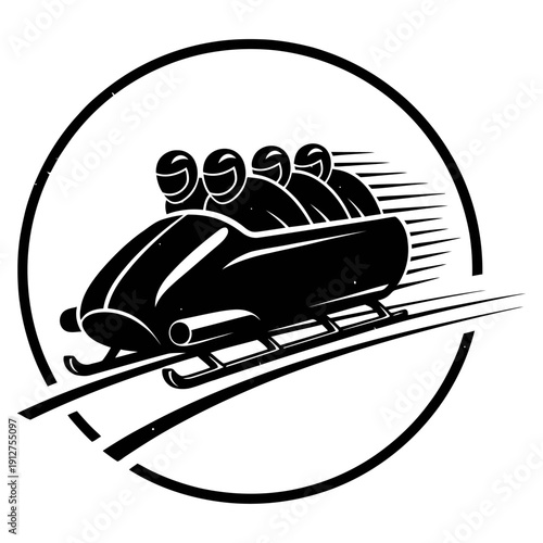 Bobsleigh minimal vector silhouette illustrator