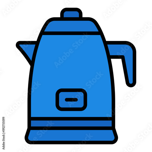 Electric Kettle Filled Line Icon Vector for Hotel Service and Hospitality, Accommodation Facilities and Guest Amenities Symbol