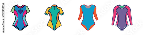 Swimsuits & Bodysuits Collection: Flat Design Vector Illustrations for Sportswear