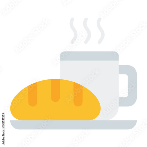 Breakfast Flat Icon Vector for Hotel Service and Hospitality, Accommodation Facilities and Guest Amenities Symbol