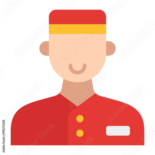 Bellboy Flat Icon Vector for Hotel Service and Hospitality, Accommodation Facilities and Guest Amenities Symbol