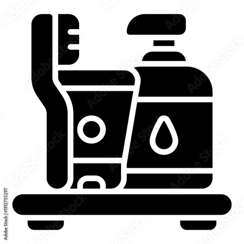 Toiletries Glyph Icon Vector for Hotel Service and Hospitality, Accommodation Facilities and Guest Amenities Symbol