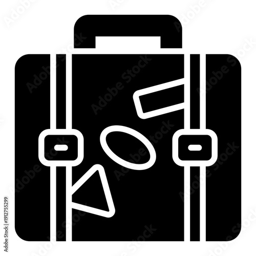 Suitcase Glyph Icon Vector for Hotel Service and Hospitality, Accommodation Facilities and Guest Amenities Symbol
