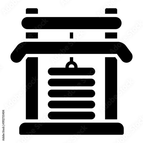 Gym Glyph Icon Vector for Hotel Service and Hospitality, Accommodation Facilities and Guest Amenities Symbol