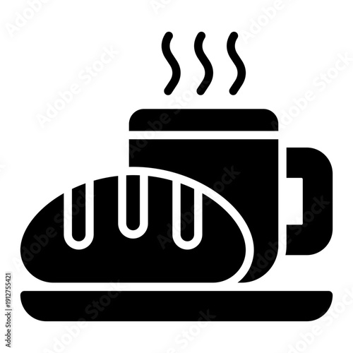 Breakfast Glyph Icon Vector for Hotel Service and Hospitality, Accommodation Facilities and Guest Amenities Symbol