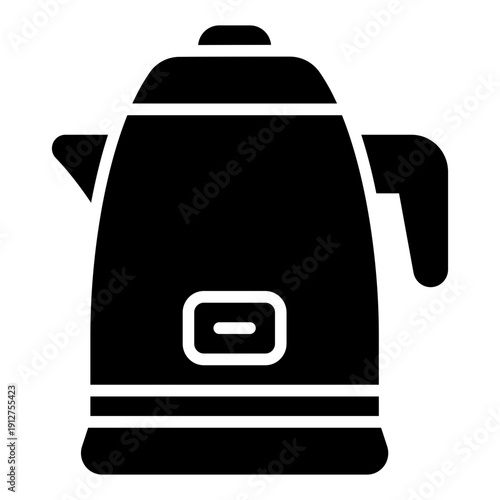 Electric Kettle Glyph Icon Vector for Hotel Service and Hospitality, Accommodation Facilities and Guest Amenities Symbol
