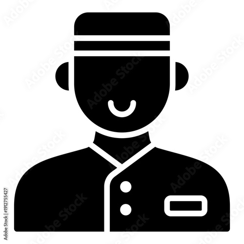 Bellboy Glyph Icon Vector for Hotel Service and Hospitality, Accommodation Facilities and Guest Amenities Symbol