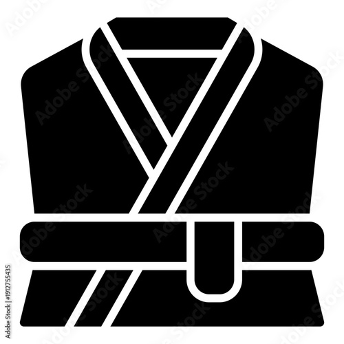 Bathrobe Glyph Icon Vector for Hotel Service and Hospitality, Accommodation Facilities and Guest Amenities Symbol