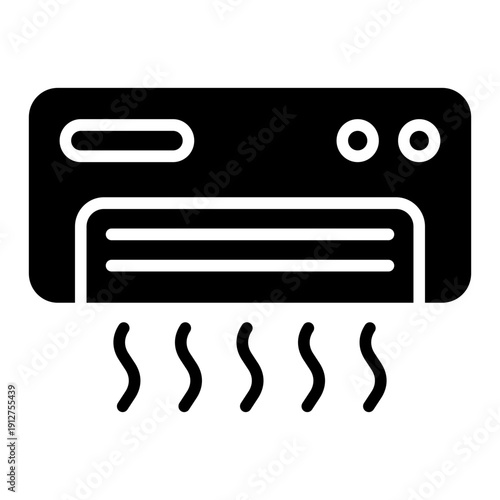 Air Conditioner Glyph Icon Vector for Hotel Service and Hospitality, Accommodation Facilities and Guest Amenities Symbol
