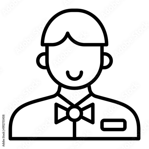 Waiter Outline Icon Vector for Hotel Service and Hospitality, Accommodation Facilities and Guest Amenities Line Symbol