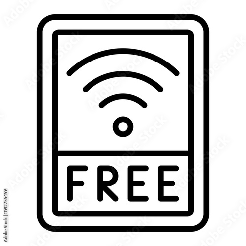 Wifi Outline Icon Vector for Hotel Service and Hospitality, Accommodation Facilities and Guest Amenities Line Symbol