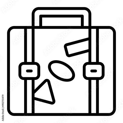 Suitcase Outline Icon Vector for Hotel Service and Hospitality, Accommodation Facilities and Guest Amenities Line Symbol
